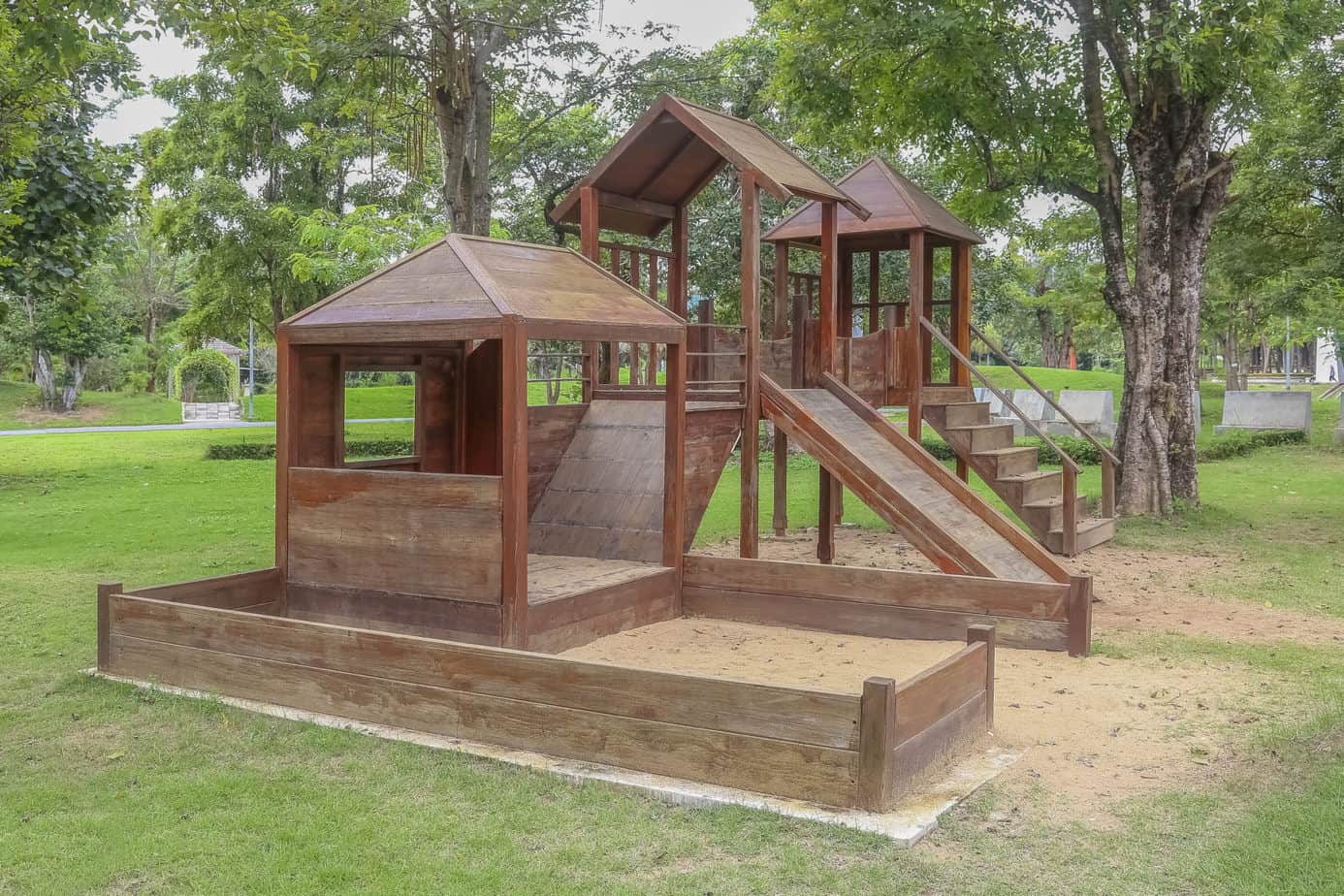 sandbox under swing set