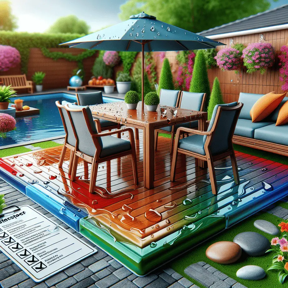 A creative and imaginative artistic rendering of Is Outdoor Furniture Waterproof? (And how to tell)