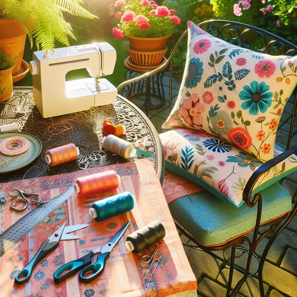 A creative and imaginative artistic rendering depicting How to make cushions for outdoor furniture (DIY update)