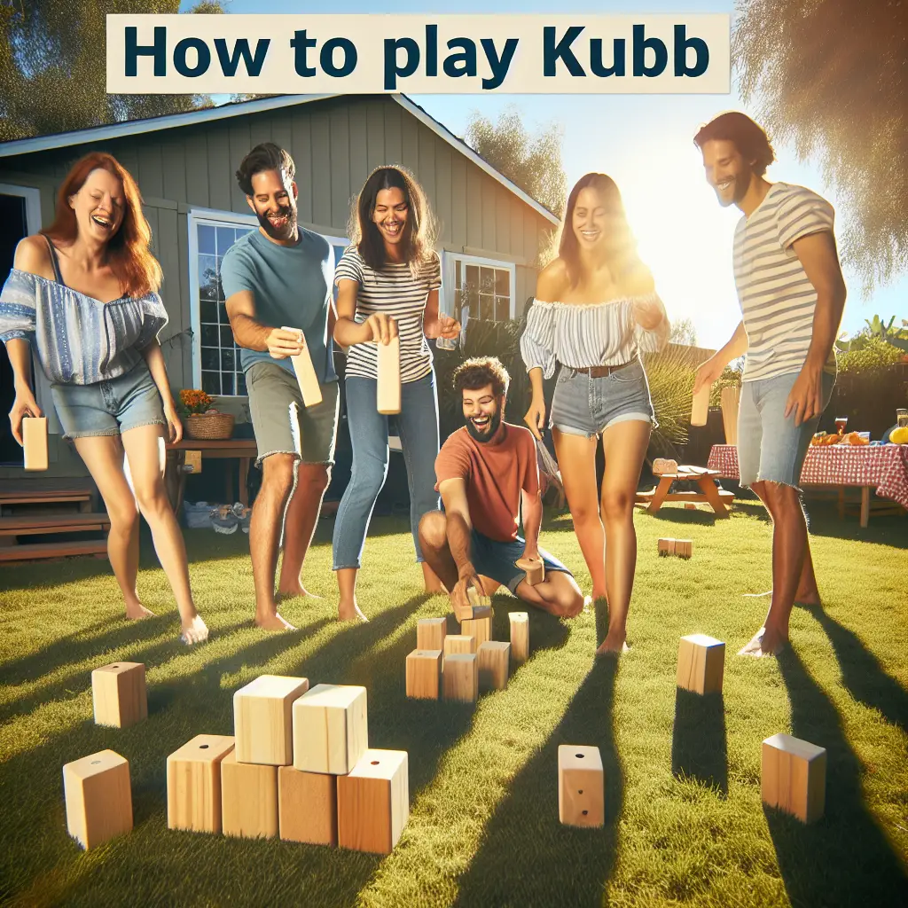 A creative and imaginative artistic rendering depicting How to Play Kubb game