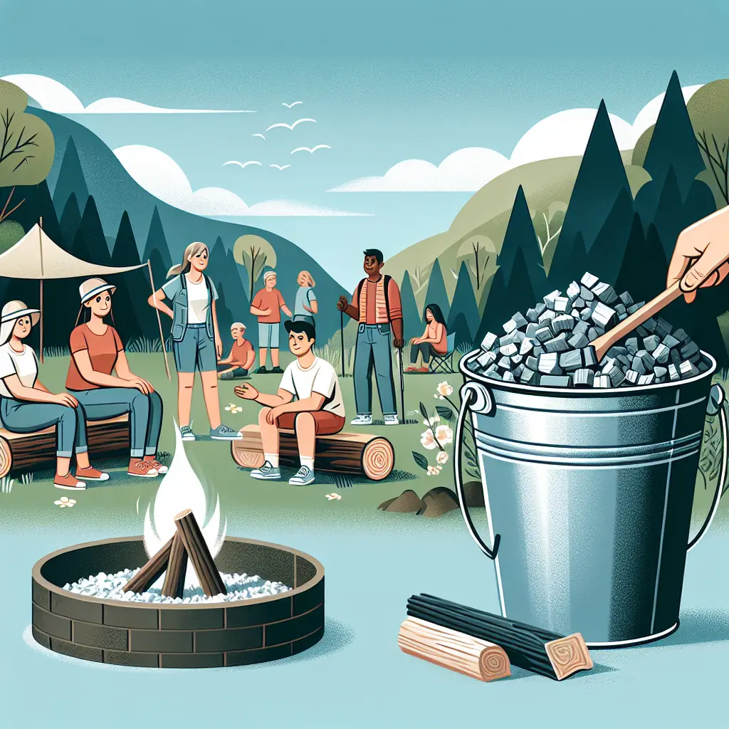 A creative and imaginative artistic rendering depicting What To Do With Fire Pit Ashes (Proper Disposal)