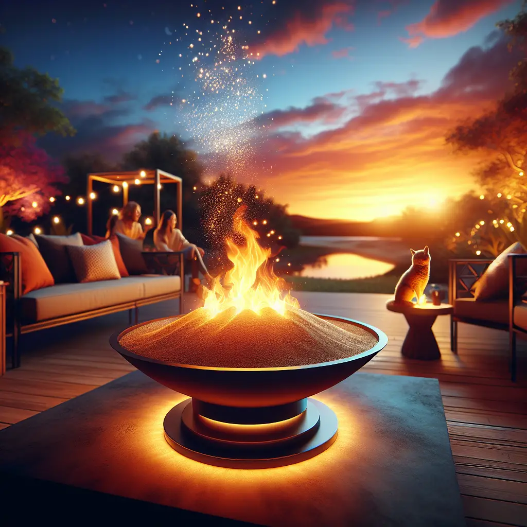 A creative and imaginative artistic rendering depicting Why You Should Put Sand In The Bottom of Your Fire Pit
