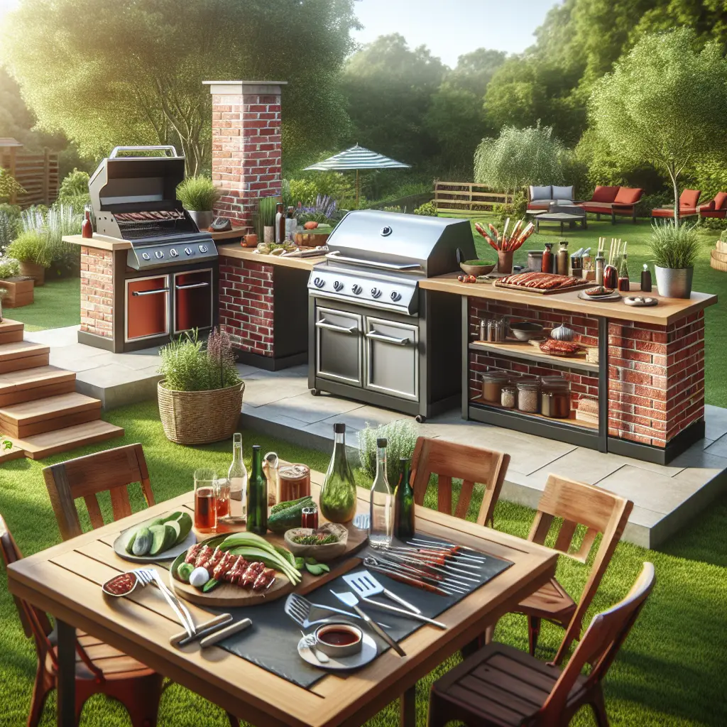 A creative and imaginative artistic rendering depicting how to build a BBQ Island in your backyard