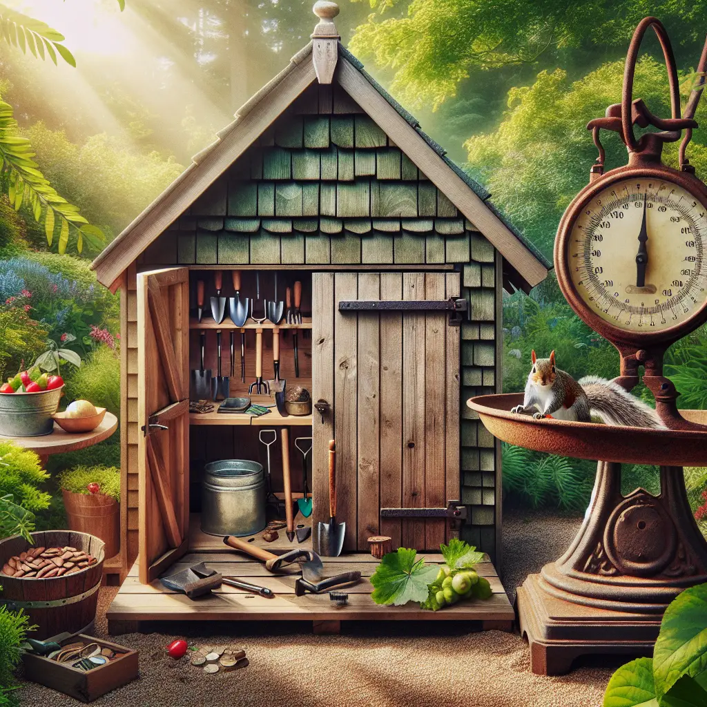 A creative and imaginative artistic rendering depicting how much does a garden shed weigh
