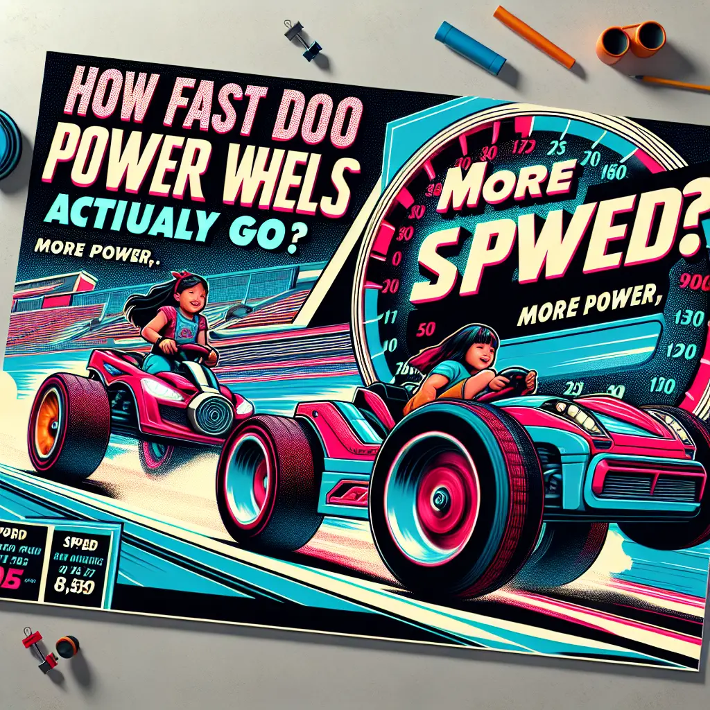 A creative and imaginative artistic rendering depicting How fast do power wheels actually go? More power, more speed...