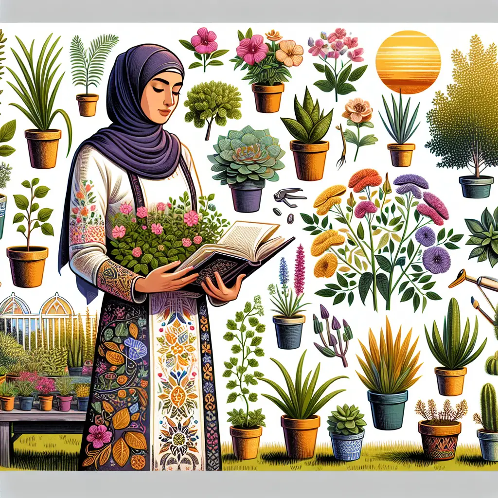 A creative and imaginative artistic rendering depicting Selecting the Right Plants for Your Garden Space