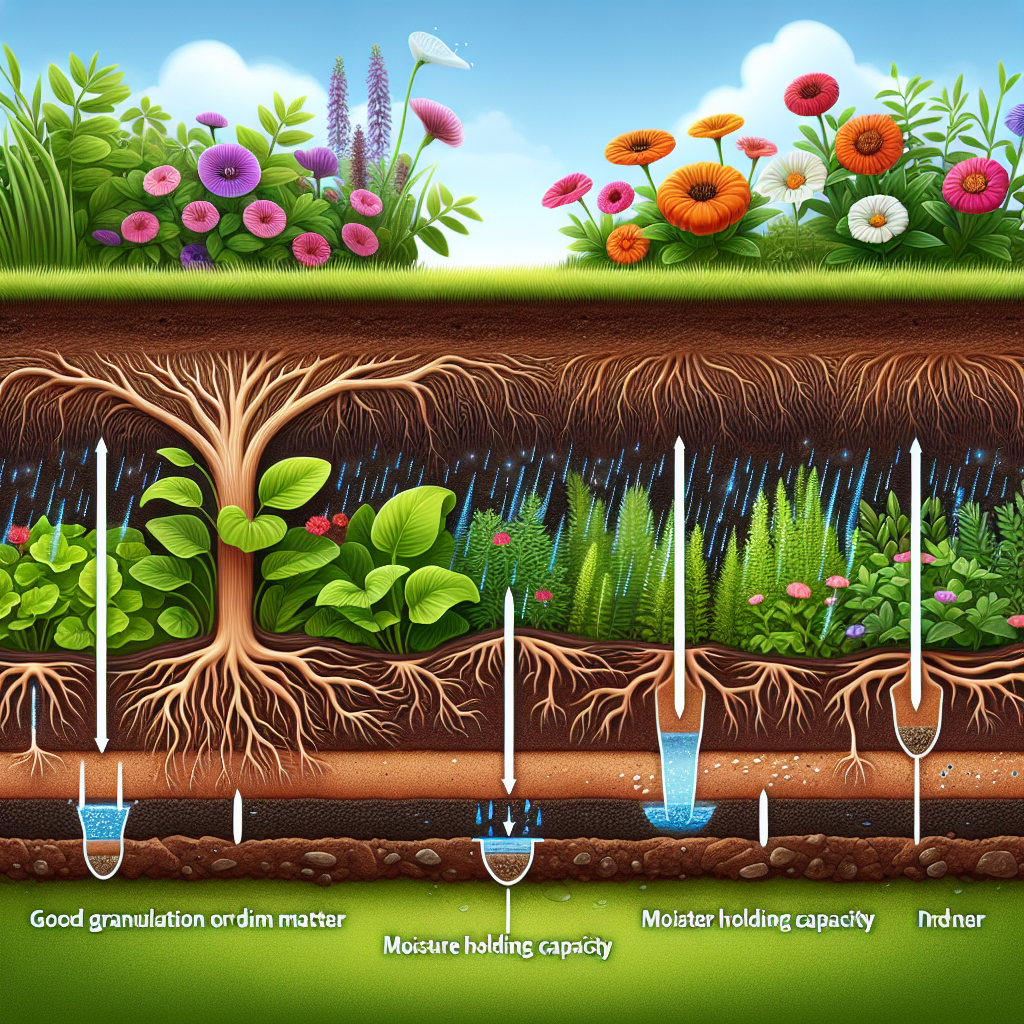 A creative and imaginative artistic rendering depicting The Importance of Well-Drained Soil for Healthy Plants
