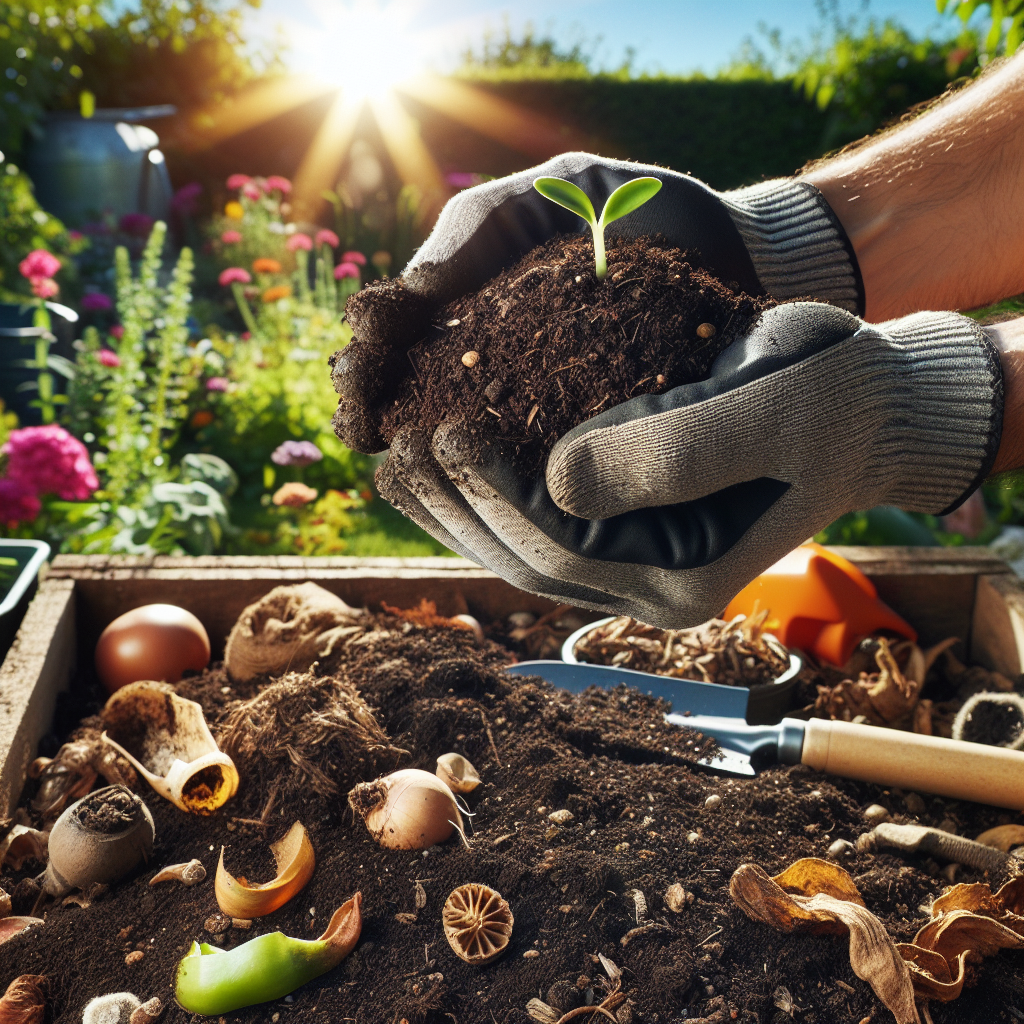 A creative and imaginative artistic rendering depicting Tips for Improving the Soil Quality in Your Garden
